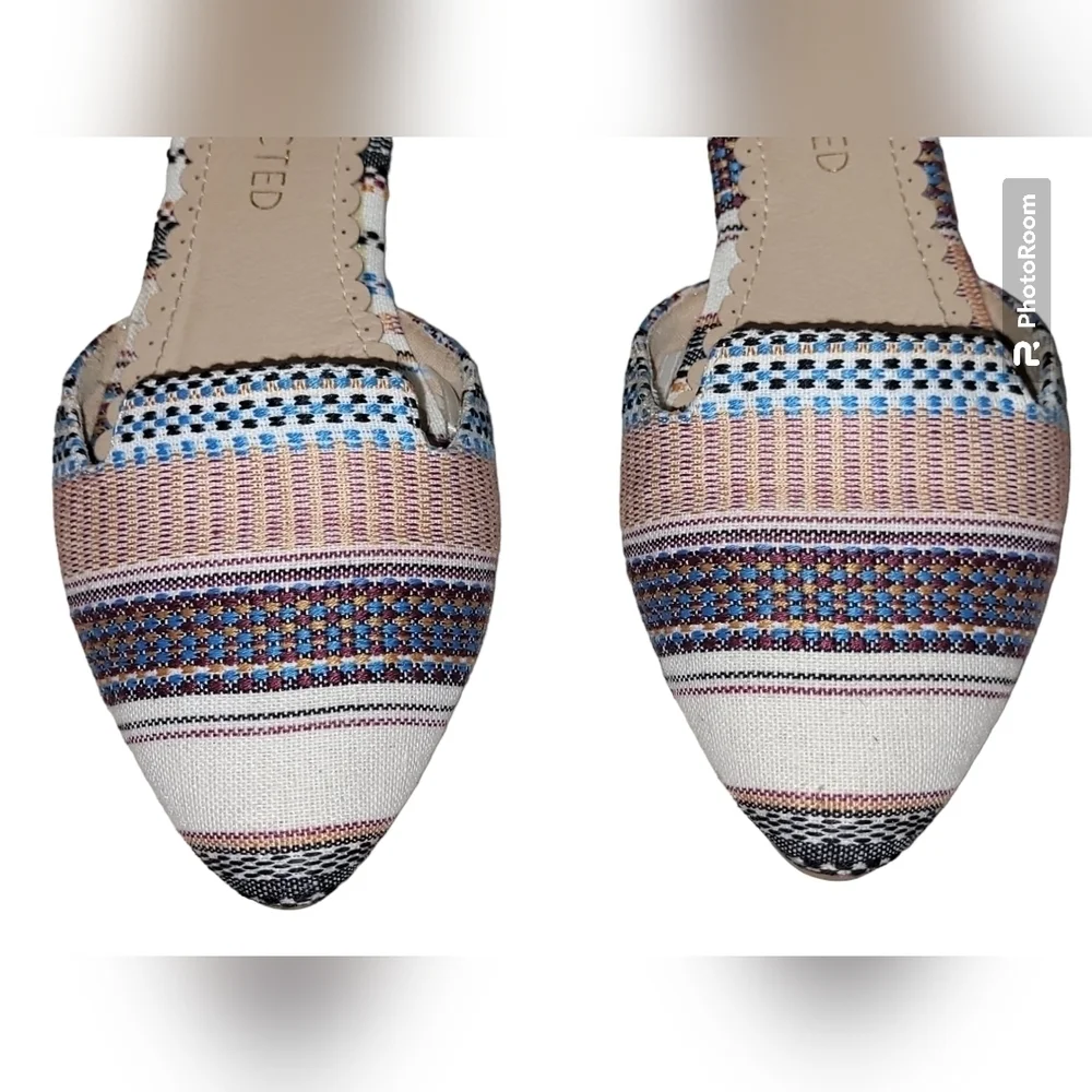 RESTRICTED Multicolor Embroidered D'Orsay Pointed Toe Flats Boho Aztec Size 6